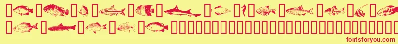 フォントFishpta ffy – 赤い文字の黄色い背景