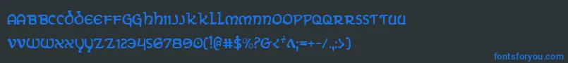 フォントErinGoBraghCondensed – 黒い背景に青い文字