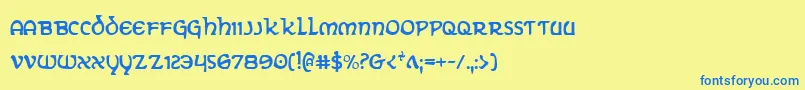 ErinGoBraghCondensed Font – Blue Fonts on Yellow Background