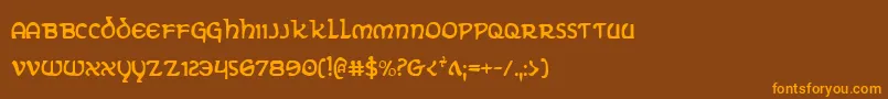 Czcionka ErinGoBraghCondensed – pomarańczowe czcionki na brązowym tle