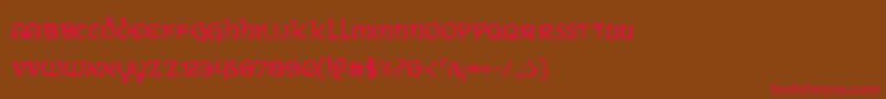 フォントErinGoBraghCondensed – 赤い文字が茶色の背景にあります。