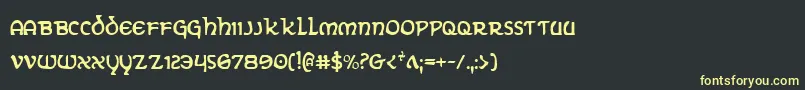フォントErinGoBraghCondensed – 黒い背景に黄色の文字