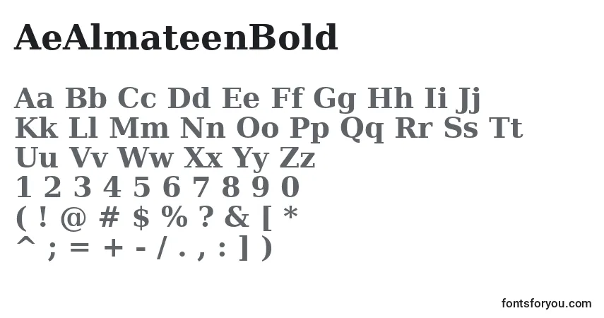 Schriftart AeAlmateenBold – Alphabet, Zahlen, spezielle Symbole