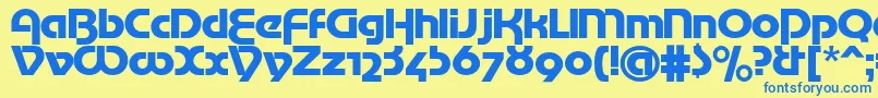 Mottertekturac Font – Blue Fonts on Yellow Background