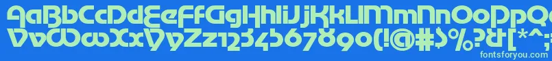 Mottertekturac Font – Green Fonts on Blue Background