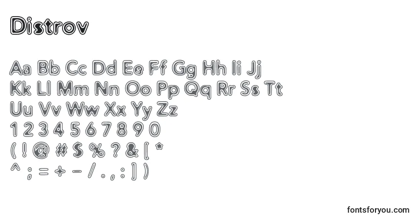 Шрифт Distrov – алфавит, цифры, специальные символы