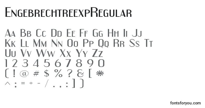 Czcionka EngebrechtreexpRegular – alfabet, cyfry, specjalne znaki