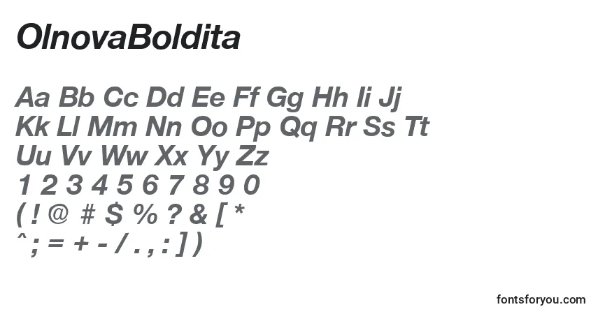 A fonte OlnovaBoldita – alfabeto, números, caracteres especiais