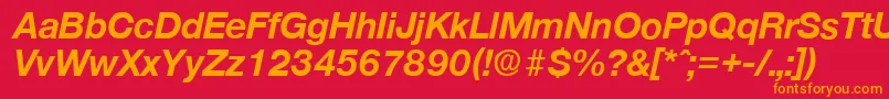 フォントOlnovaBoldita – 赤い背景にオレンジの文字