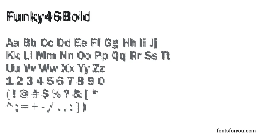 Schriftart Funky46Bold – Alphabet, Zahlen, spezielle Symbole