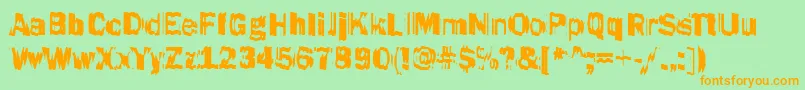 フォントFunky46Bold – オレンジの文字が緑の背景にあります。