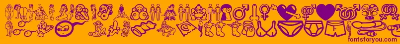 Erotc-fontti – violetit fontit oranssilla taustalla