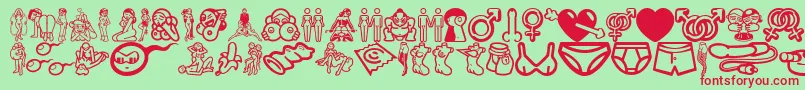 フォントErotc – 赤い文字の緑の背景