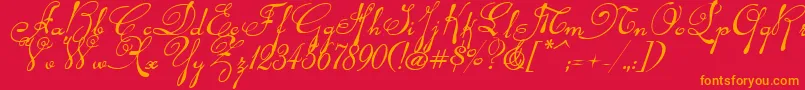 Rhalinai Font – Orange Fonts on Red Background