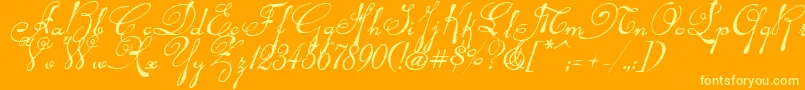 Rhalinai Font – Yellow Fonts on Orange Background