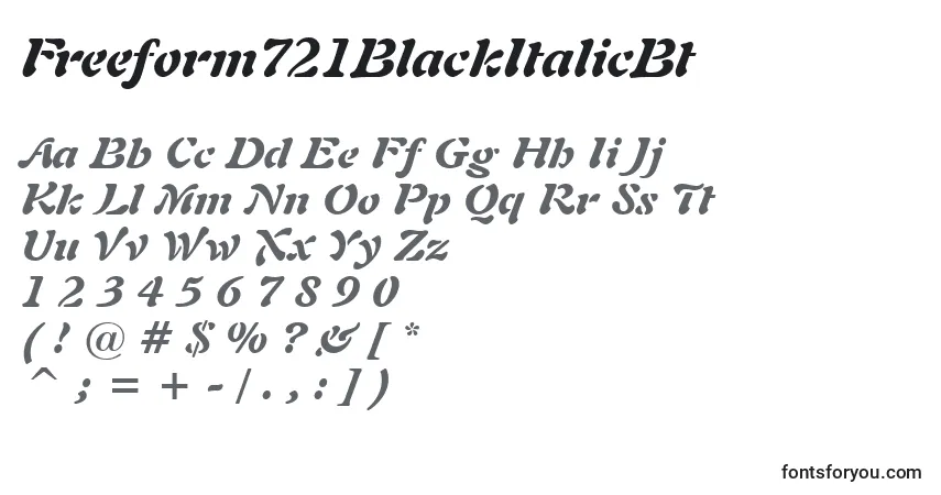 Freeform721BlackItalicBt-fontti – aakkoset, numerot, erikoismerkit