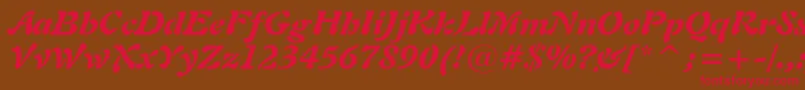 Freeform721BlackItalicBt Font – Red Fonts on Brown Background