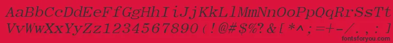 Czcionka EliteItalic – czarne czcionki na czerwonym tle