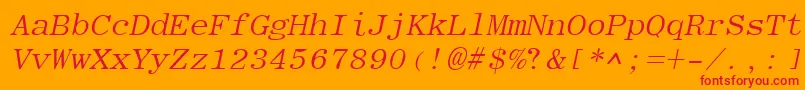 EliteItalic-Schriftart – Rote Schriften auf orangefarbenem Hintergrund