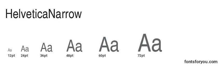 Размеры шрифта HelveticaNarrow