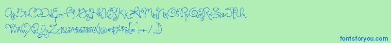 BmdOneStarryNight Font – Blue Fonts on Green Background