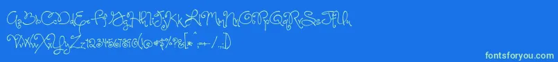 BmdOneStarryNight Font – Green Fonts on Blue Background
