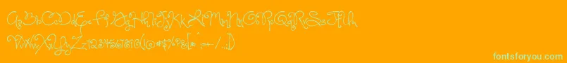 BmdOneStarryNight-Schriftart – Grüne Schriften auf orangefarbenem Hintergrund