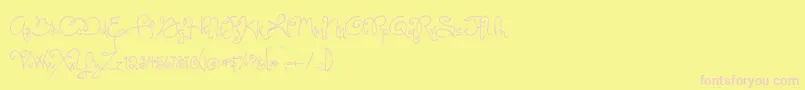 BmdOneStarryNight-fontti – vaaleanpunaiset fontit keltaisella taustalla