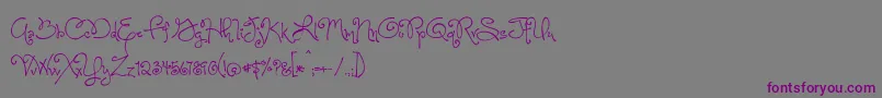 BmdOneStarryNight-fontti – violetit fontit harmaalla taustalla