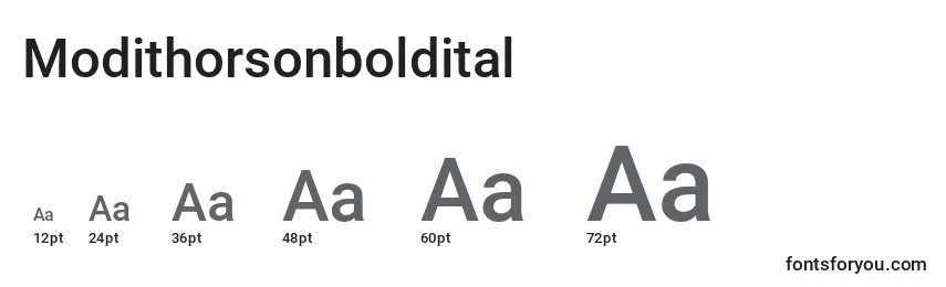 Размеры шрифта Modithorsonboldital