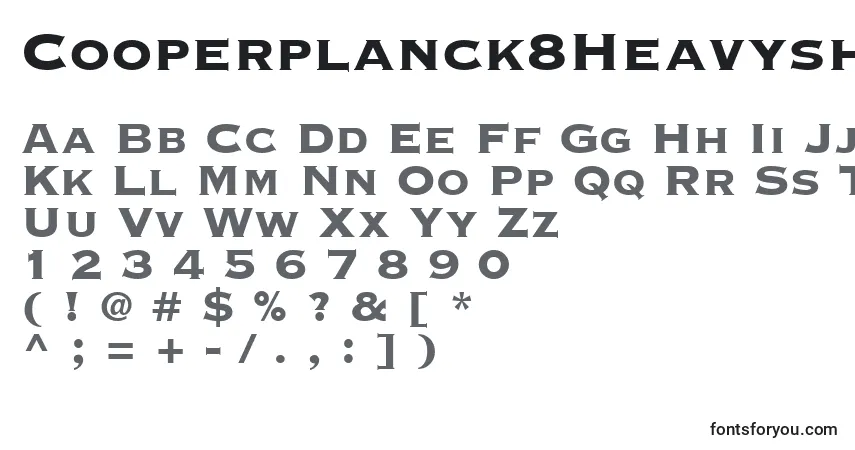 A fonte Cooperplanck8Heavysh – alfabeto, números, caracteres especiais