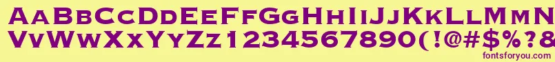 Cooperplanck8Heavysh-fontti – violetit fontit keltaisella taustalla