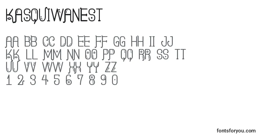 Czcionka KasquiwaneSt – alfabet, cyfry, specjalne znaki