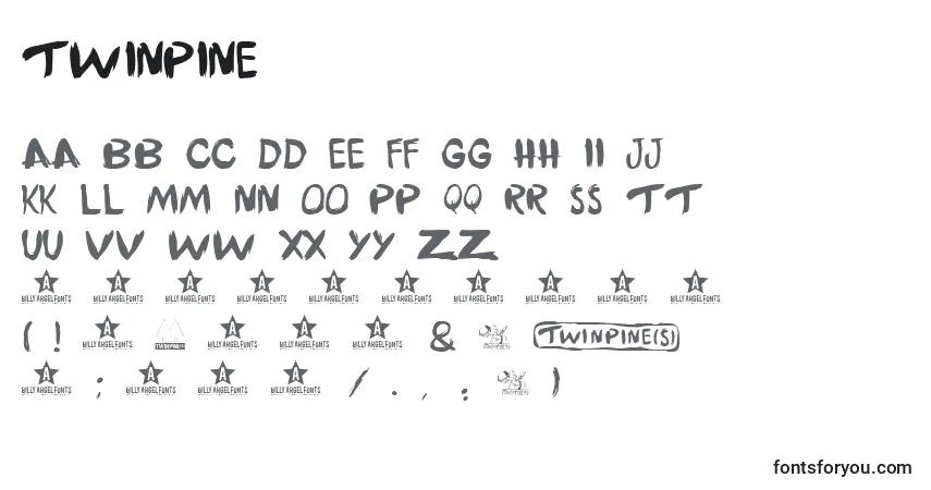 A fonte Twinpine – alfabeto, números, caracteres especiais