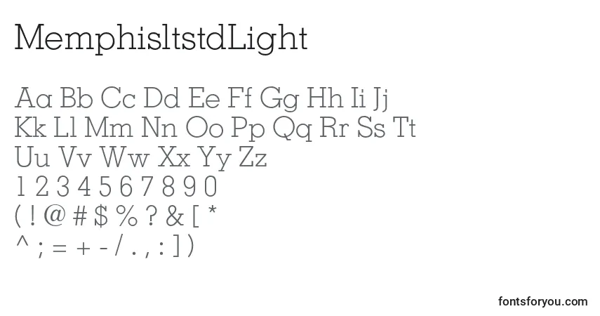 Шрифт MemphisltstdLight – алфавит, цифры, специальные символы