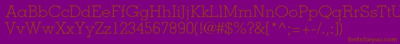 MemphisltstdLight-Schriftart – Braune Schriften auf violettem Hintergrund