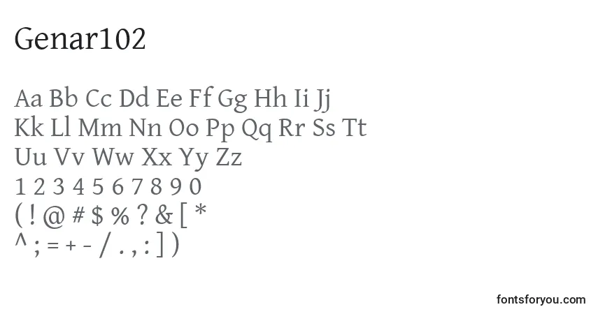 A fonte Genar102 – alfabeto, números, caracteres especiais