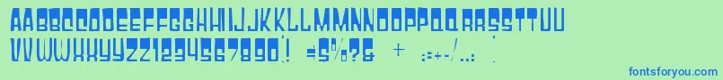 Gyparodygaunt-Schriftart – Blaue Schriften auf grünem Hintergrund