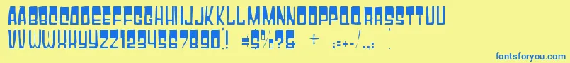 Gyparodygaunt-Schriftart – Blaue Schriften auf gelbem Hintergrund
