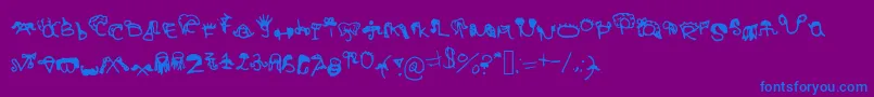 Hairystyles-Schriftart – Blaue Schriften auf violettem Hintergrund