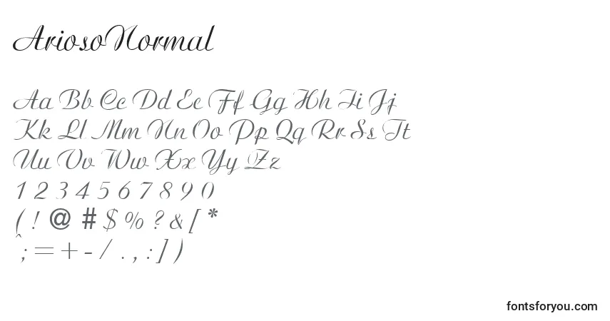 Schriftart AriosoNormal – Alphabet, Zahlen, spezielle Symbole