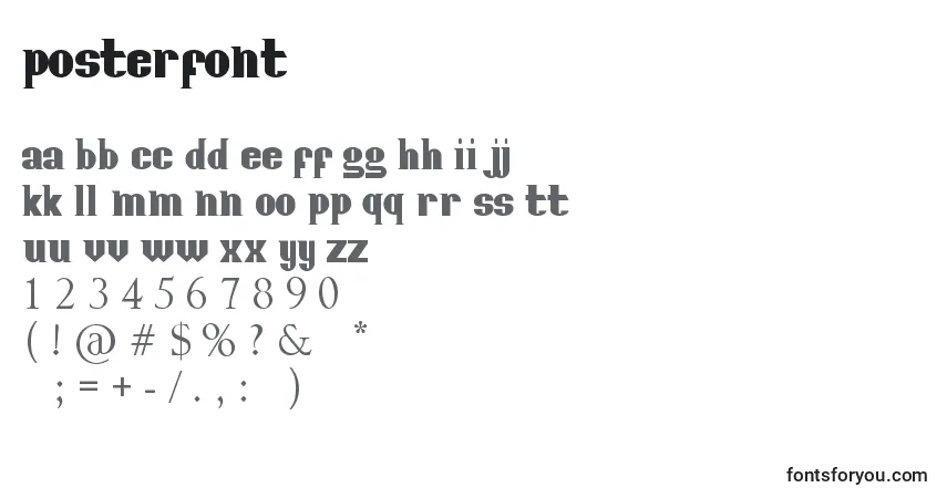 Schriftart PosterFont – Alphabet, Zahlen, spezielle Symbole