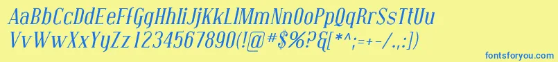 CovingtonItalic Font – Blue Fonts on Yellow Background