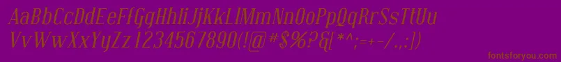 Fonte CovingtonItalic – fontes marrons em um fundo roxo