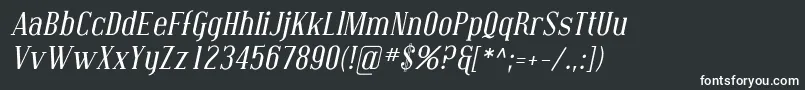CovingtonItalic-fontti – valkoiset fontit mustalla taustalla