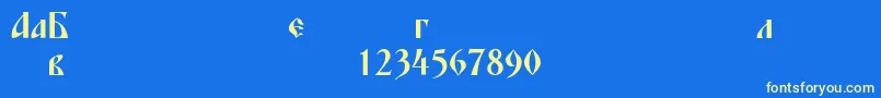 Blagovestfourc Font – Yellow Fonts on Blue Background