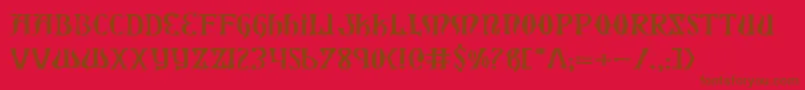 Xiphose-Schriftart – Braune Schriften auf rotem Hintergrund