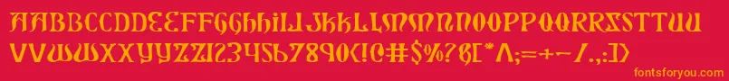 フォントXiphose – 赤い背景にオレンジの文字