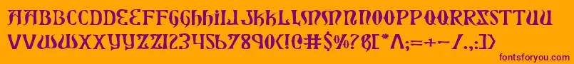 Xiphose-Schriftart – Violette Schriften auf orangefarbenem Hintergrund
