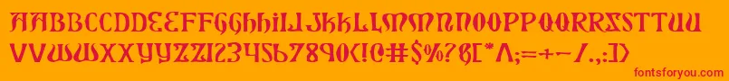 フォントXiphose – オレンジの背景に赤い文字